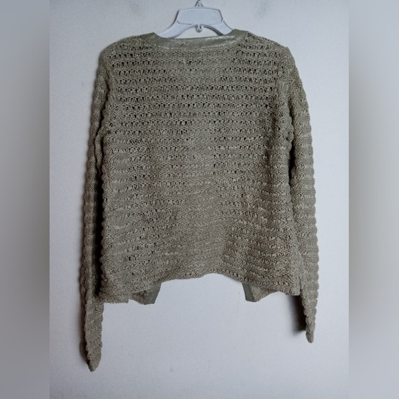 Katherine Barclay Montreal Metallic Brown 100% Linen Open Knit Cardigan sz Small - Picture 8 of 9